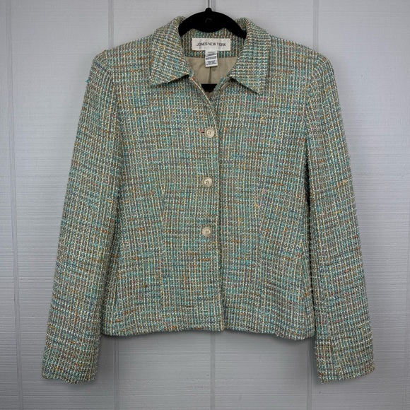 Jones New York Colorful Pastels Tweed Blazer Textured Business Professional 8 - Picture 1 of 7